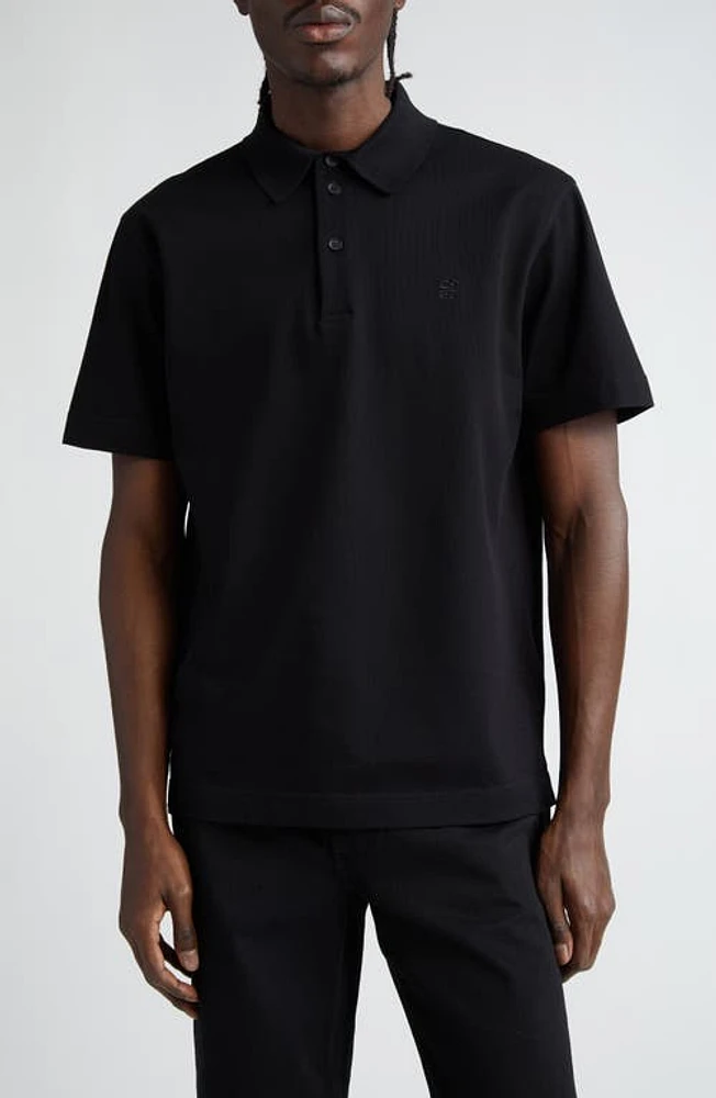 Givenchy Classic Fit 4G Logo Embroidered Cotton Piqué Polo Black at Nordstrom,