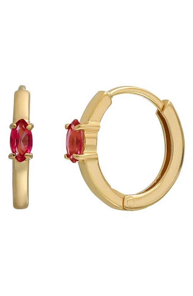 Bony Levy 14K Gold Marquise Pink Topaz Hoop Earrings in 14K Yellow Gold at Nordstrom