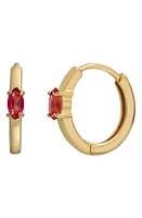 Bony Levy 14K Gold Marquise Pink Topaz Hoop Earrings in 14K Yellow Gold at Nordstrom