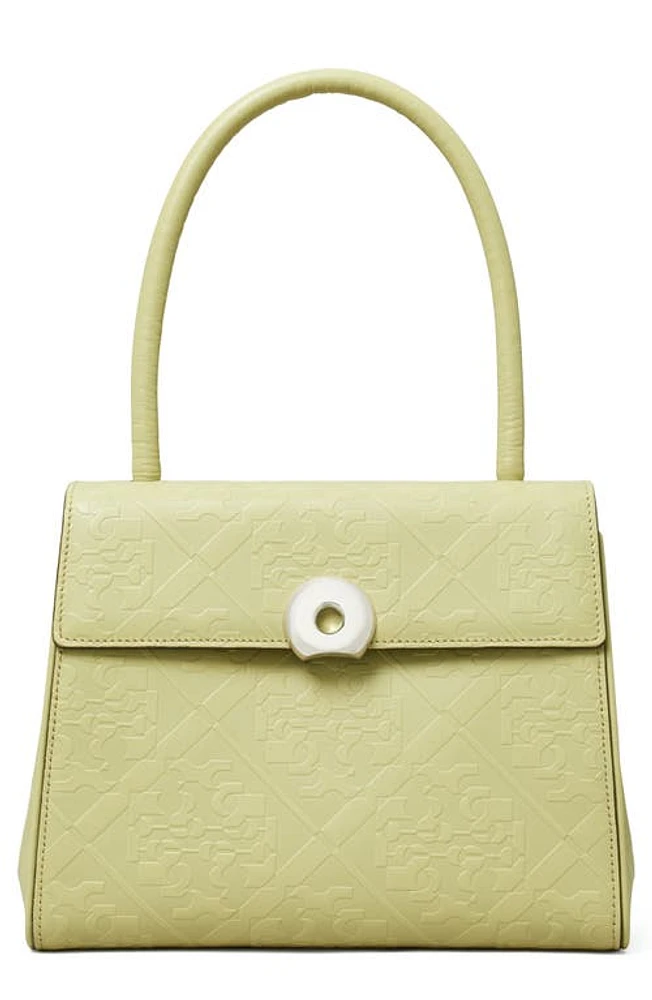 Tory Burch Small Deville Embossed Leather Top Handle Bag in Taupe Green at Nordstrom