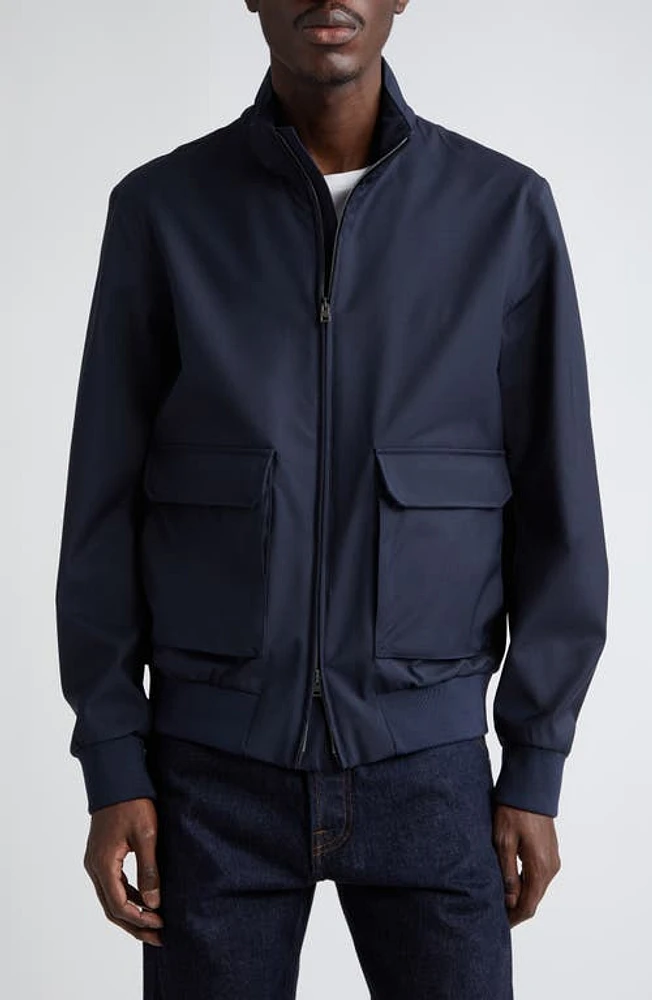 Herno Storm System Waterproof Virgin Wool Bomber Jacket Navy at Nordstrom, Us