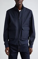 Herno Storm System Waterproof Virgin Wool Bomber Jacket Navy at Nordstrom, Us