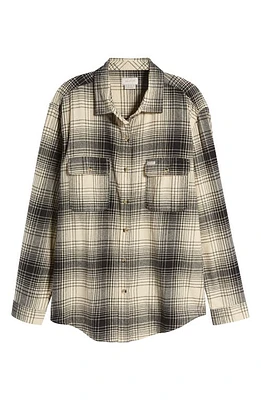 Brixton Bowery Flannel Button-Up Shirt Biscotti/Black at Nordstrom,