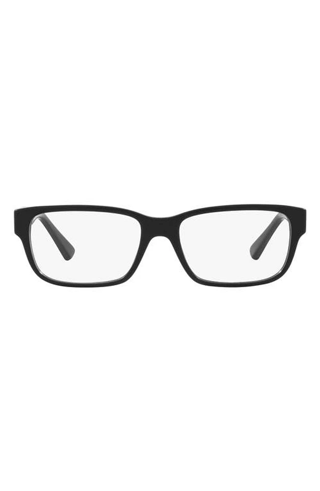 Prada 56mm Rectangular Optical Glasses in Matte Black at Nordstrom