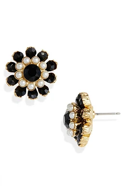 Oscar de la Renta Florianne Button Earrings in Jet at Nordstrom