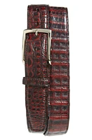 Torino Caiman Leather Belt Black Cherry at Nordstrom,