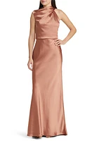 Amsale Asymmetric Neck Satin Gown at Nordstrom,