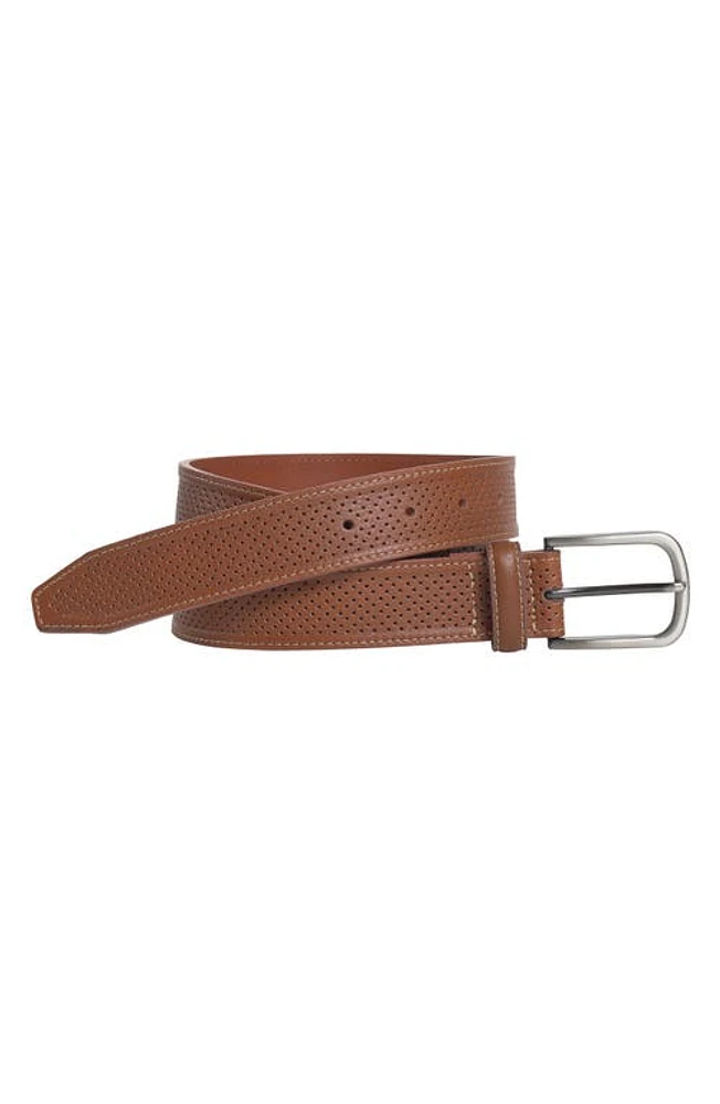 Johnston & Murphy Perforated Leather Belt Tan/Bicycle at Nordstrom,