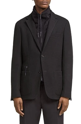 ZEGNA High Performance Jersey Jacket with Removable Technical Bib Black at Nordstrom, Us