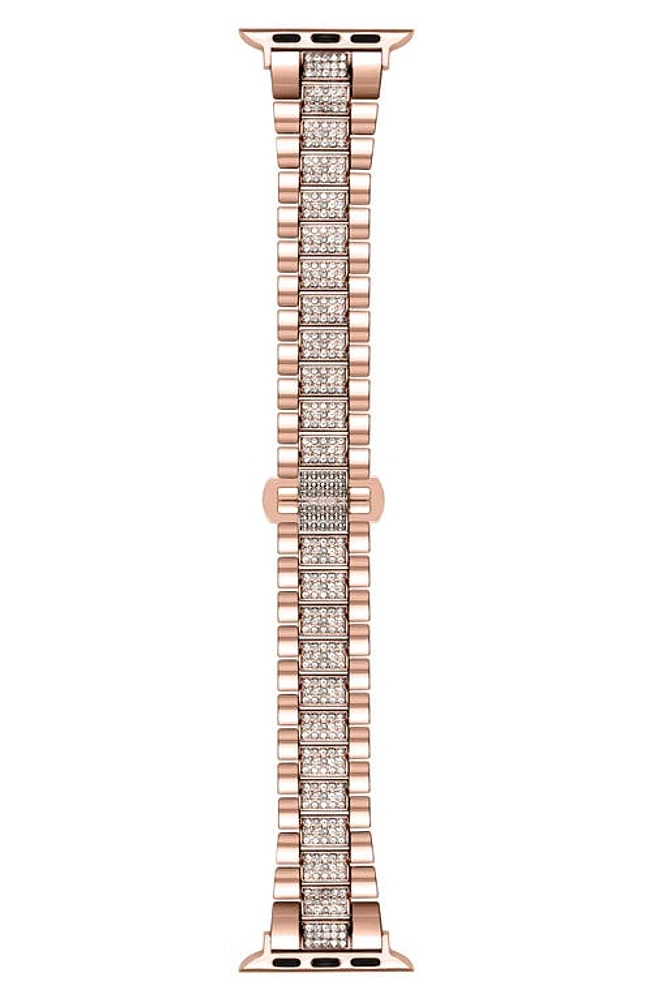 The Posh Tech Kristina Bling Stainless Steel Apple Watch Watchband in Rose Gold at Nordstrom