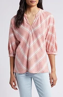 caslon(r) Linen Blend Top Bon Stripe at Nordstrom,