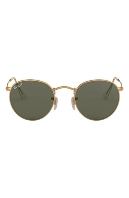 Ray-Ban 50mm Polarized Round Sunglasses in Gold/Green Solid at Nordstrom