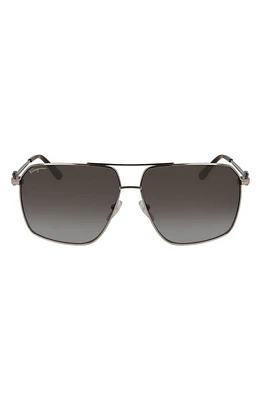 FERRAGAMO 62mm Oversize Gradient Navigator Sunglasses in Shiny Gold/Brown at Nordstrom