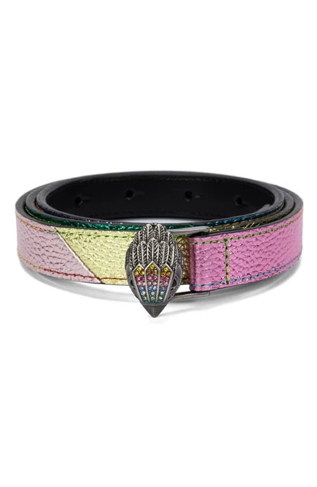 Kurt Geiger London Crystal Buckle Metallic Rainbow Belt at Nordstrom, Size Large