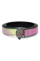 Kurt Geiger London Crystal Buckle Metallic Rainbow Belt at Nordstrom, Size Large