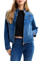 Desigual Denim Biker Jacket Blue at Nordstrom,