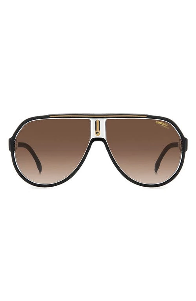 Carrera Eyewear 64mm Oversize Gradient Aviator Sunglasses in Black Gold/Brown at Nordstrom