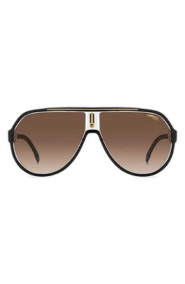 Carrera Eyewear 64mm Oversize Gradient Aviator Sunglasses in Black Gold/Brown at Nordstrom