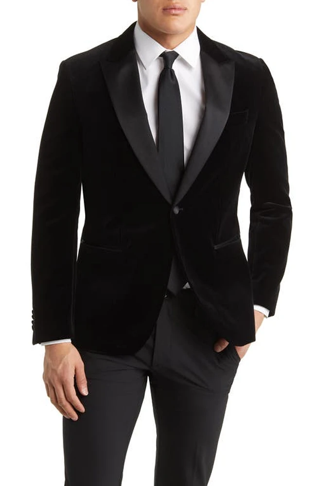 BOSS Hutson Silk Blend Velvet Dinner Jacket Black at Nordstrom,