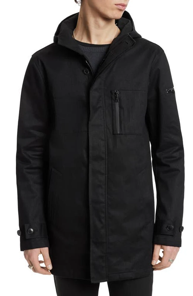 John Varvatos Military Seam Sealed Hooded Jacket Black at Nordstrom,