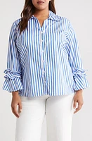 HARSHMAN Selina Button-Up Shirt Indigo Stripes at Nordstrom,