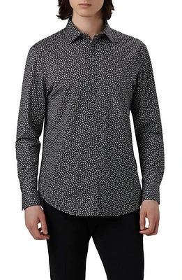 Bugatchi James OoohCotton Nail & Tack Print Button-Up Shirt Black at Nordstrom,