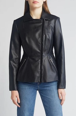 Via Spiga Peplum Faux Leather Jacket at Nordstrom,