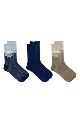 K Bell Socks 3-Pack Assorted Crew Socks in Nvast Navy Snowflake at Nordstrom, Size 9