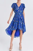 CIEBON Palmina Metallic Leaf Print High-Low Dress at Nordstrom,