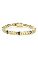 LAGOS Black Caviar Ceramic Station Bracelet in Gold at Nordstrom, Size 7