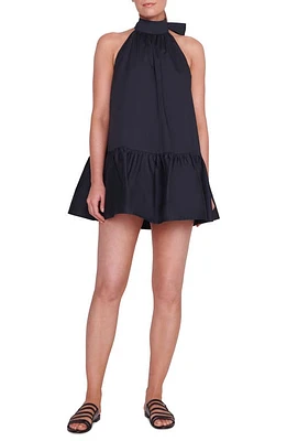 STAUD Marlowe Halter Neck Stretch Poplin Trapeze Dress at Nordstrom,