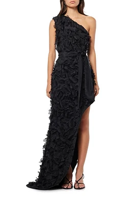 Elliatt Marcia 3-D Floral One-Shoulder Gown in Black at Nordstrom, Size X-Small