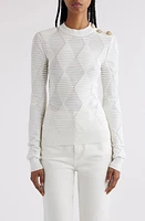 Balmain Diamond Texture Pattern Sweater 0Fa White at Nordstrom, Us