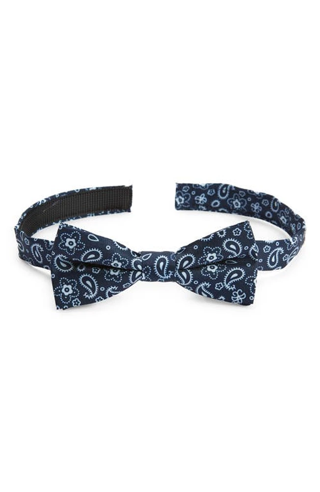 Nordstrom Kids' Paisley Print Silk Blend Pre-Tied Bow Tie in Navy Bandana Print at Nordstrom