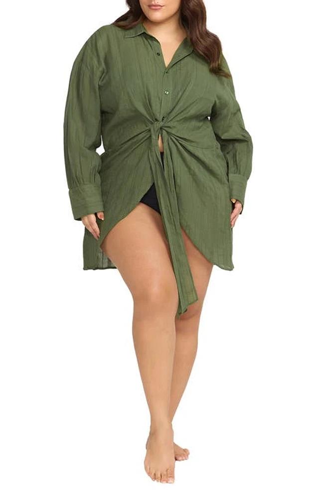 Artesands Mahler Resort Wear Cover-Up Shirt Olive at Nordstrom, Us