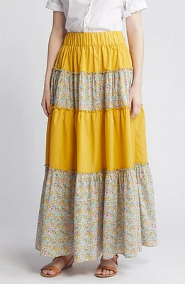 Loretta Caponi x Liberty London Bibi Tiered Skirt Top Pastel Poppy Daisy Yellow at Nordstrom,