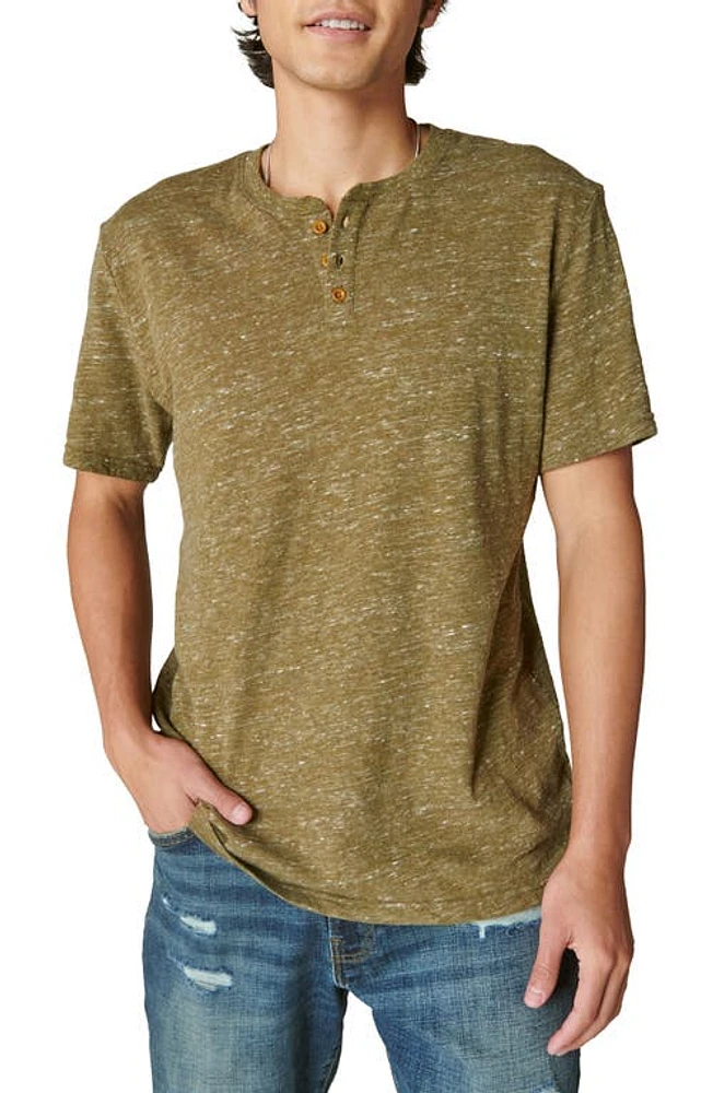 Lucky Brand Short Sleeve Henley in Dark Oli at Nordstrom, Size Small