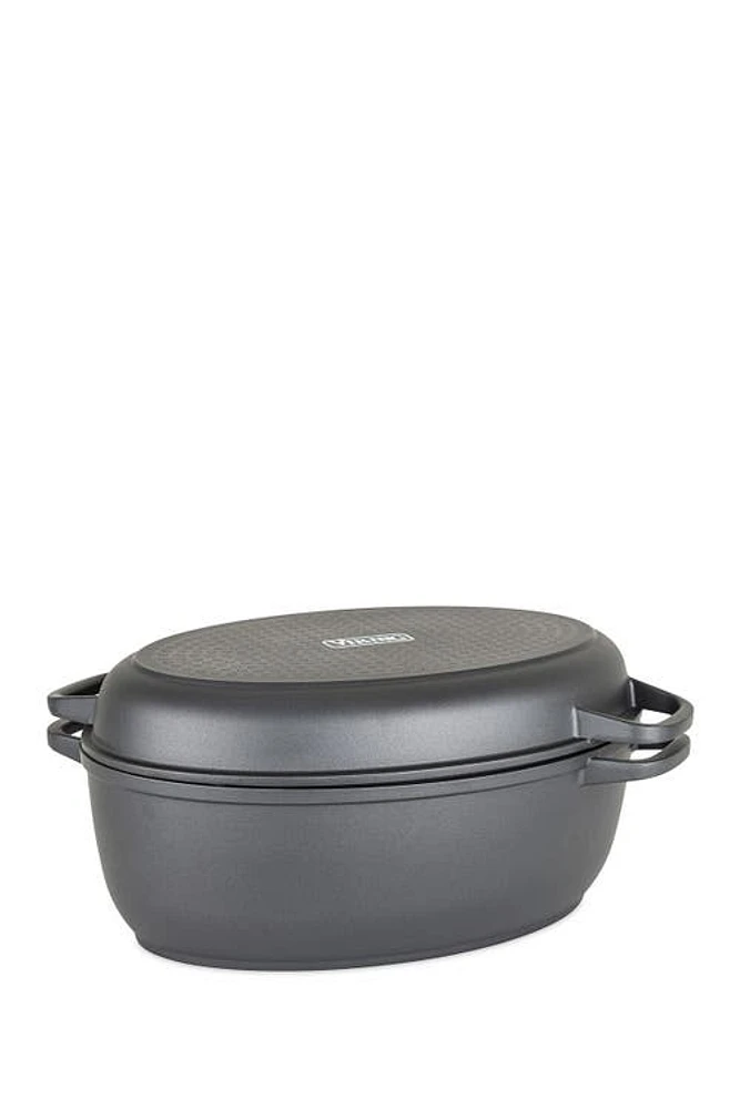 Viking 8.6 Quart Die Cast Oval Roaster w/Glass Basting Lid in Black at Nordstrom