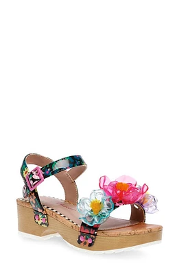 Betsey Johnson Kids' Oakly Ankle Strap Platform Sandal Black/Pink Multi at Nordstrom, M