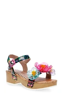 Betsey Johnson Kids' Oakly Ankle Strap Platform Sandal Black/Pink Multi at Nordstrom, M