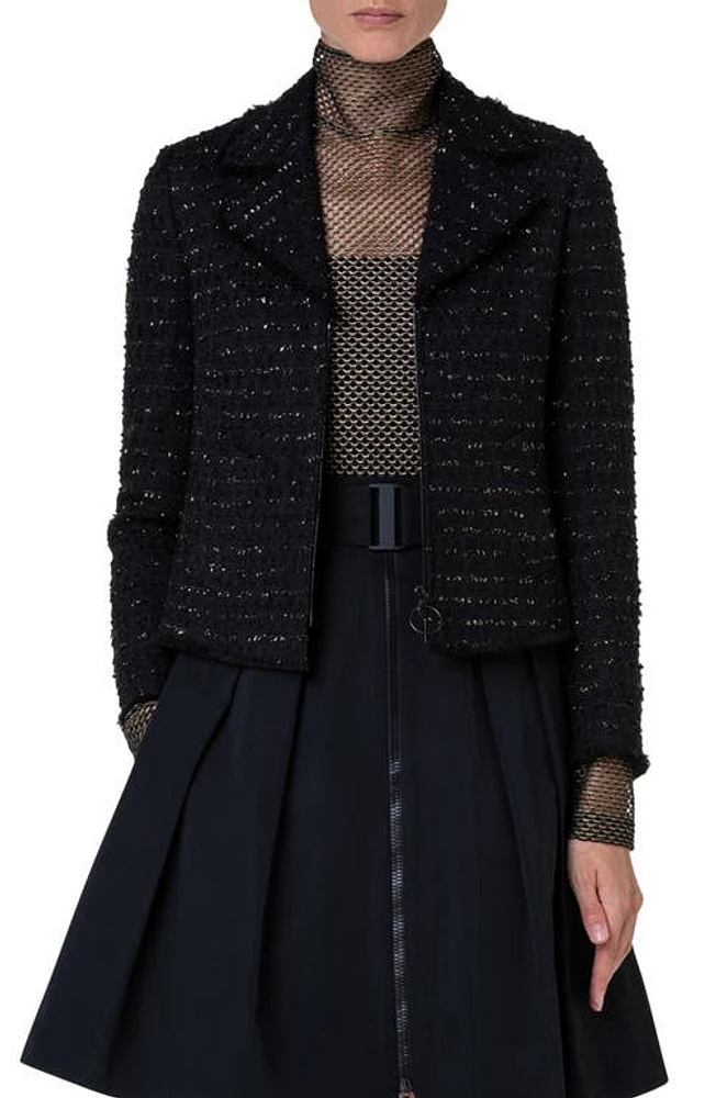 Akris punto Metallic Bouclé Jacket Black-Gold at Nordstrom,