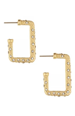 Ettika Crystal Rectangle Hoop Earrings in Gold at Nordstrom