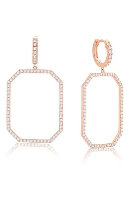 Crislu Hexagon Drop Huggie Hoop Earrings in Rose Gold at Nordstrom