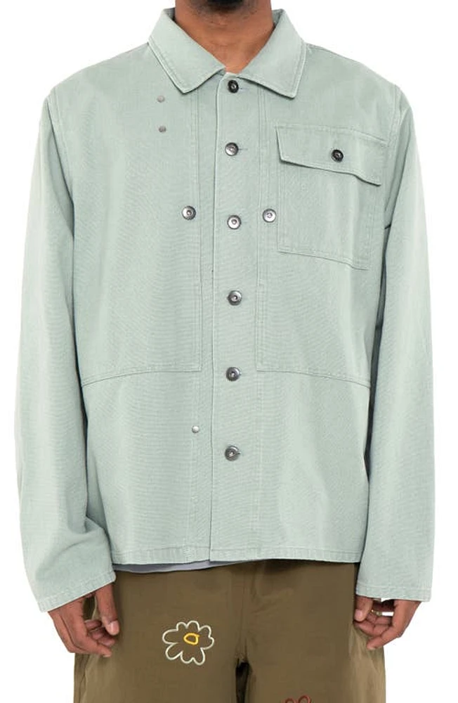 Round Two Pilot Flight Cotton Canvas Shirt Jacket Sage at Nordstrom,