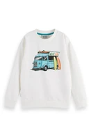 Scotch & Soda Kids' Surf Bus Cotton Graphic Sweatshirt 0001 Off White at Nordstrom,