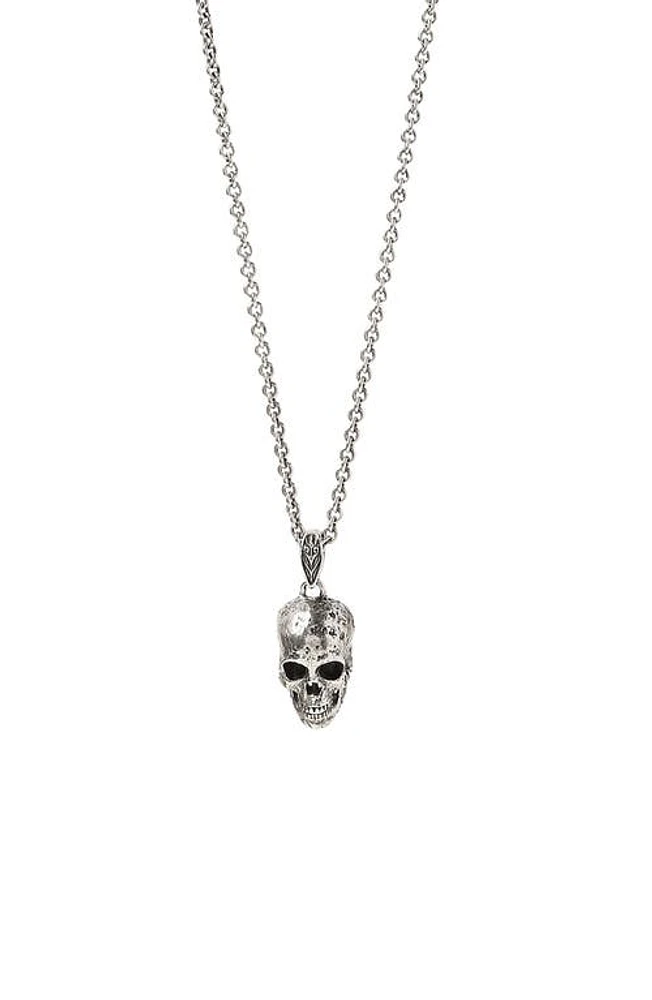 John Varvatos Distressed Skull Pendant Necklace in Silver at Nordstrom