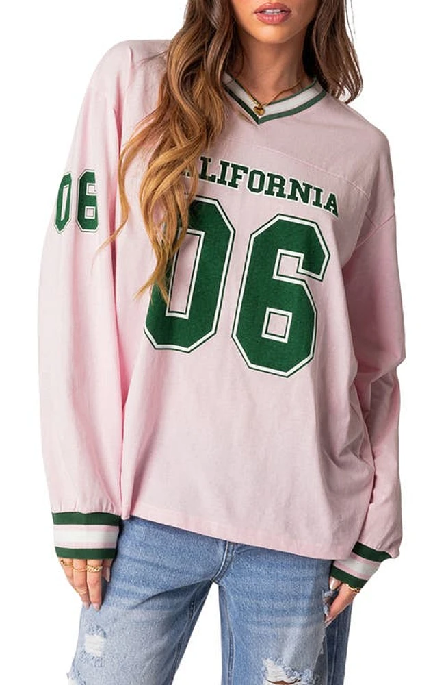 EDIKTED Cali Oversize Baseball T-Shirt Light-Pink at Nordstrom,