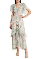 FLORET STUDIOS Floral Ruffle Detail Dress Pink Green at Nordstrom,