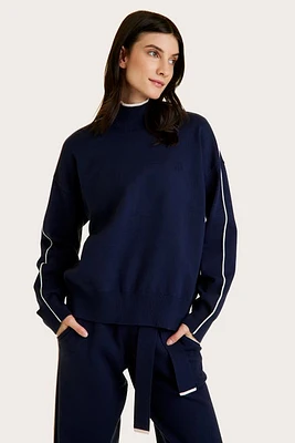 ALALA Framed Knit Mock Neck Navy at Nordstrom,