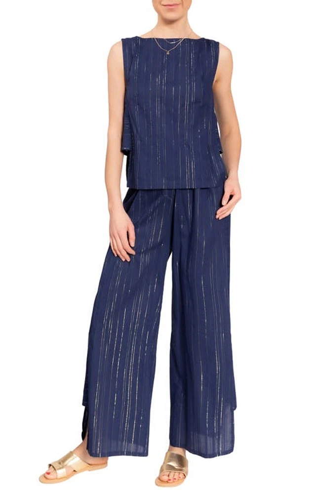 Everyday Ritual Piper Metallic Stripe Cotton Pajamas Shimmer at Nordstrom,